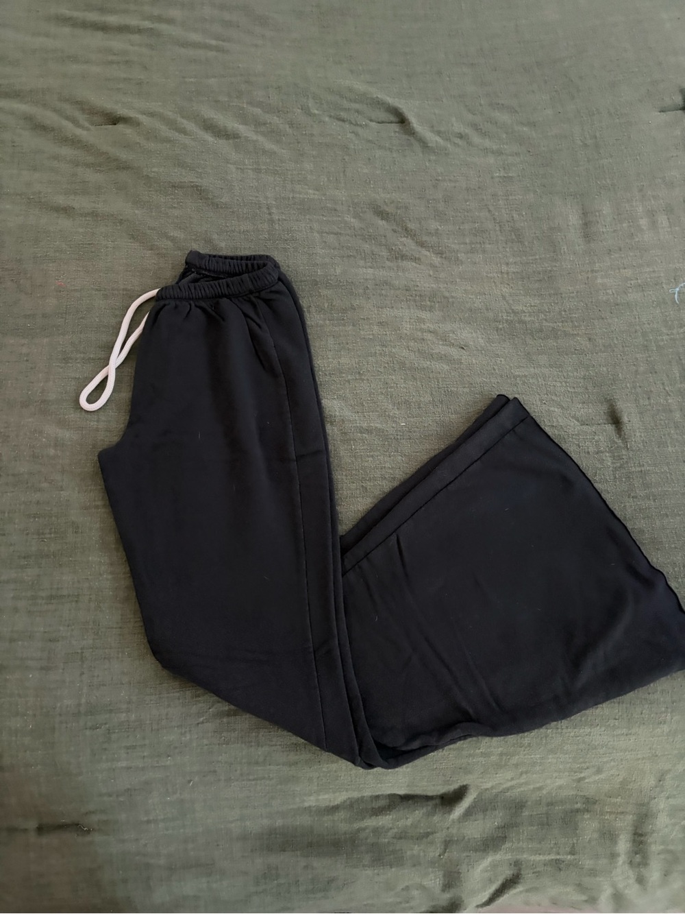 Women’s Black Boot Cut Lounge Pants with Drawstring Waist